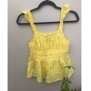 Free People Ruffle Yellow Tank